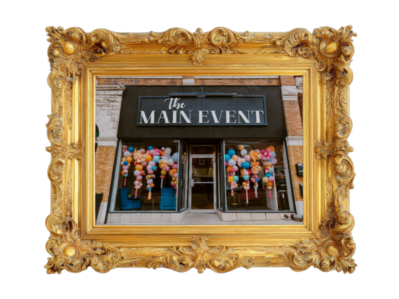 Painting in ornate gold frame at The Main Event venue